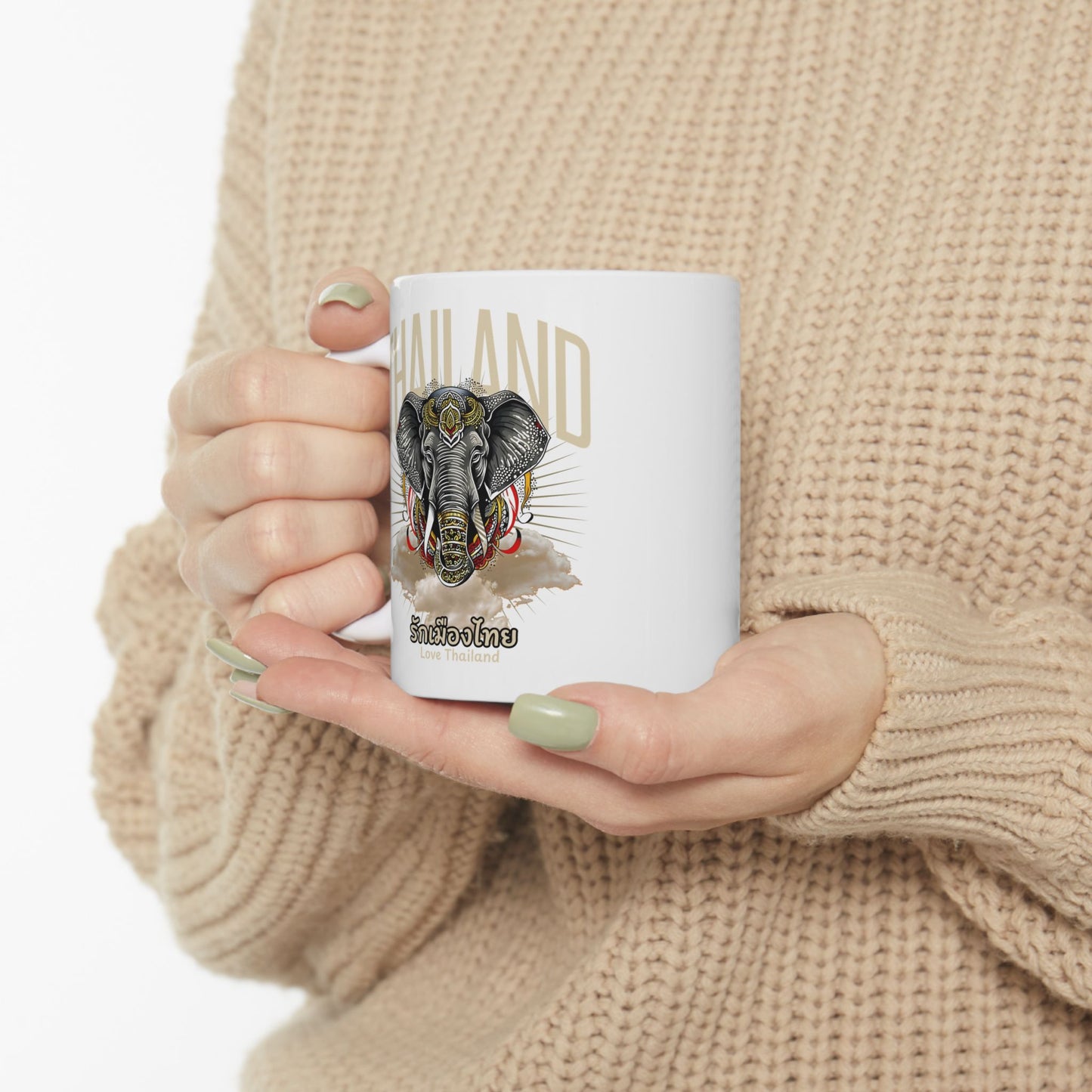 thailand elephant ceramic mug — symbolic elephant design (11oz & 15oz)