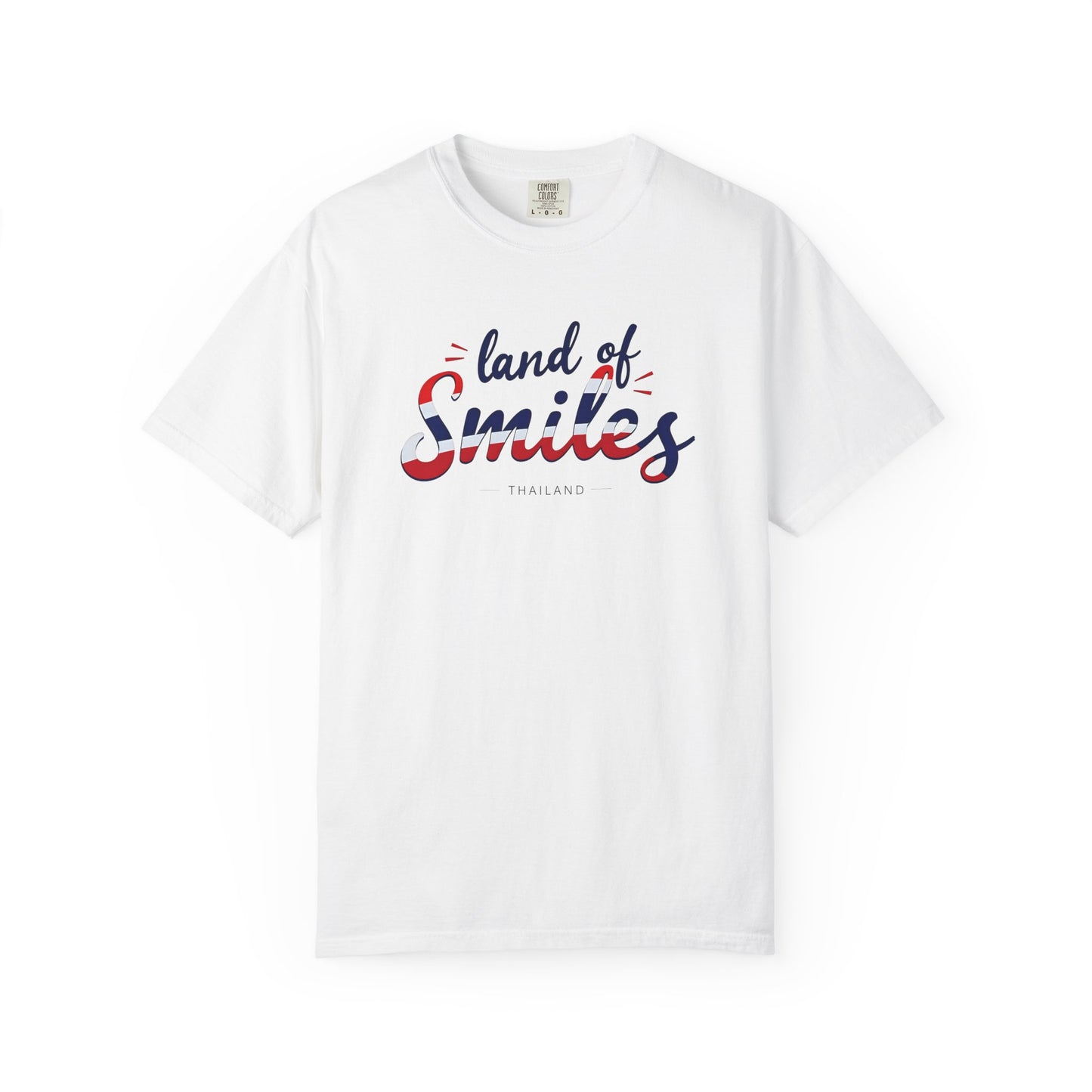 land of smiles thailand typographic graphic t-shirt