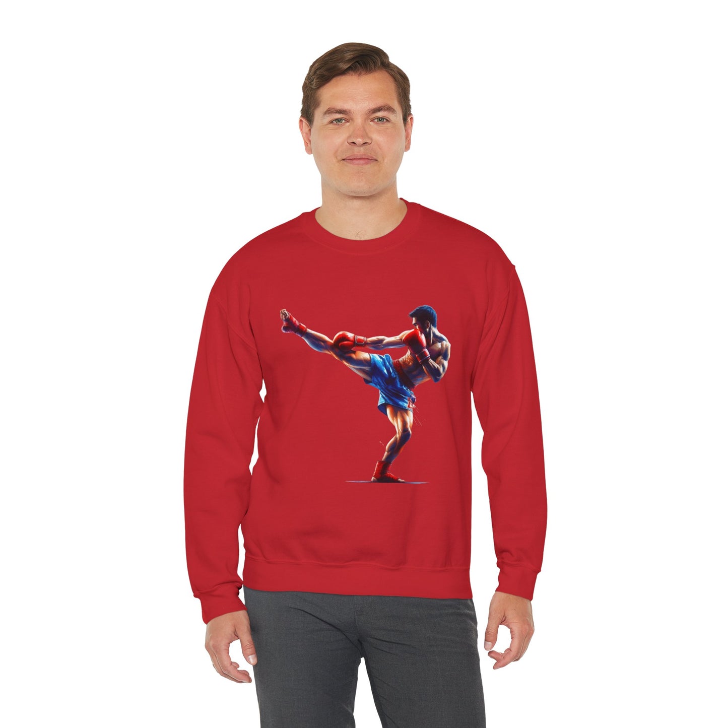 muay thai silhouette sweatshirt — martial arts crewneck for fighters & fans