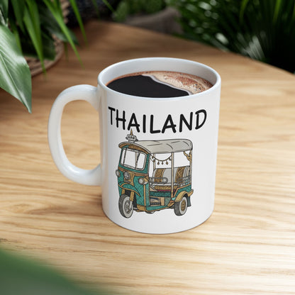 Thailand Tuk Tuk Ceramic Mug — Classic Thai Tuk Tuk Travel Coffee Cup (11oz)