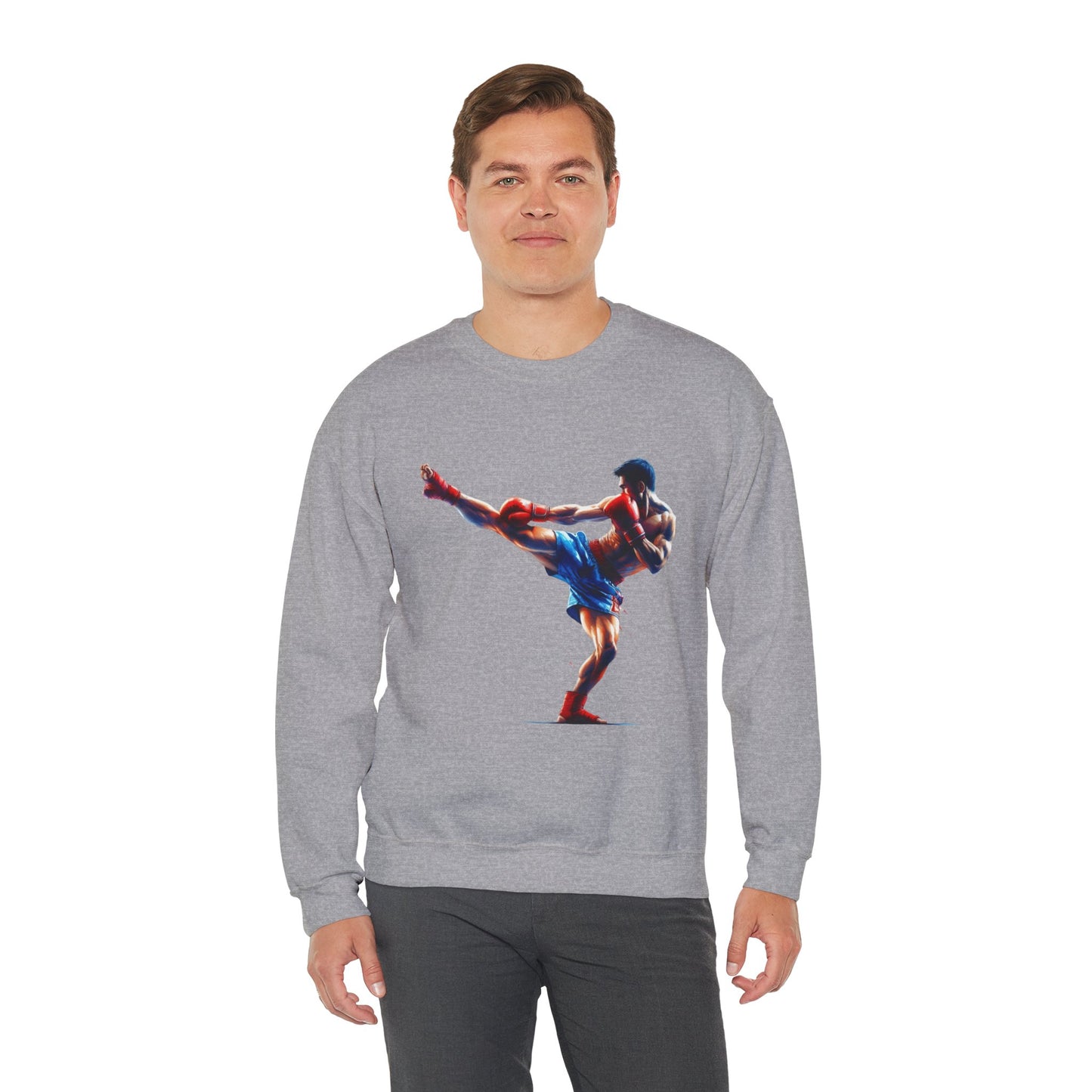 muay thai silhouette sweatshirt — martial arts crewneck for fighters & fans