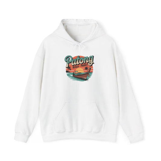 Patong Beach Thailand Travel Hoodie – Vintage Sunset Longtail Boat Design