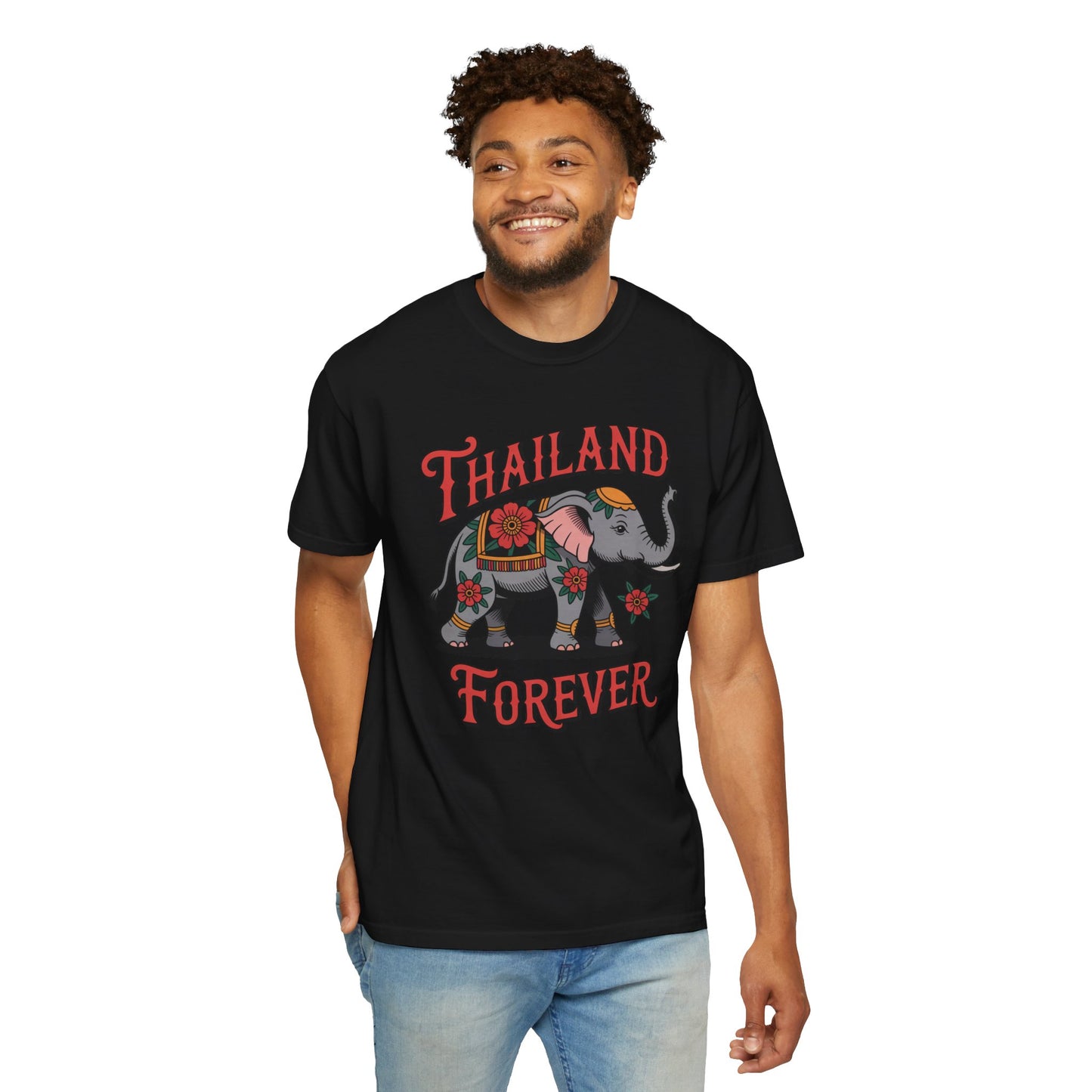 thailand forever floral elephant retro graphic t-shirt