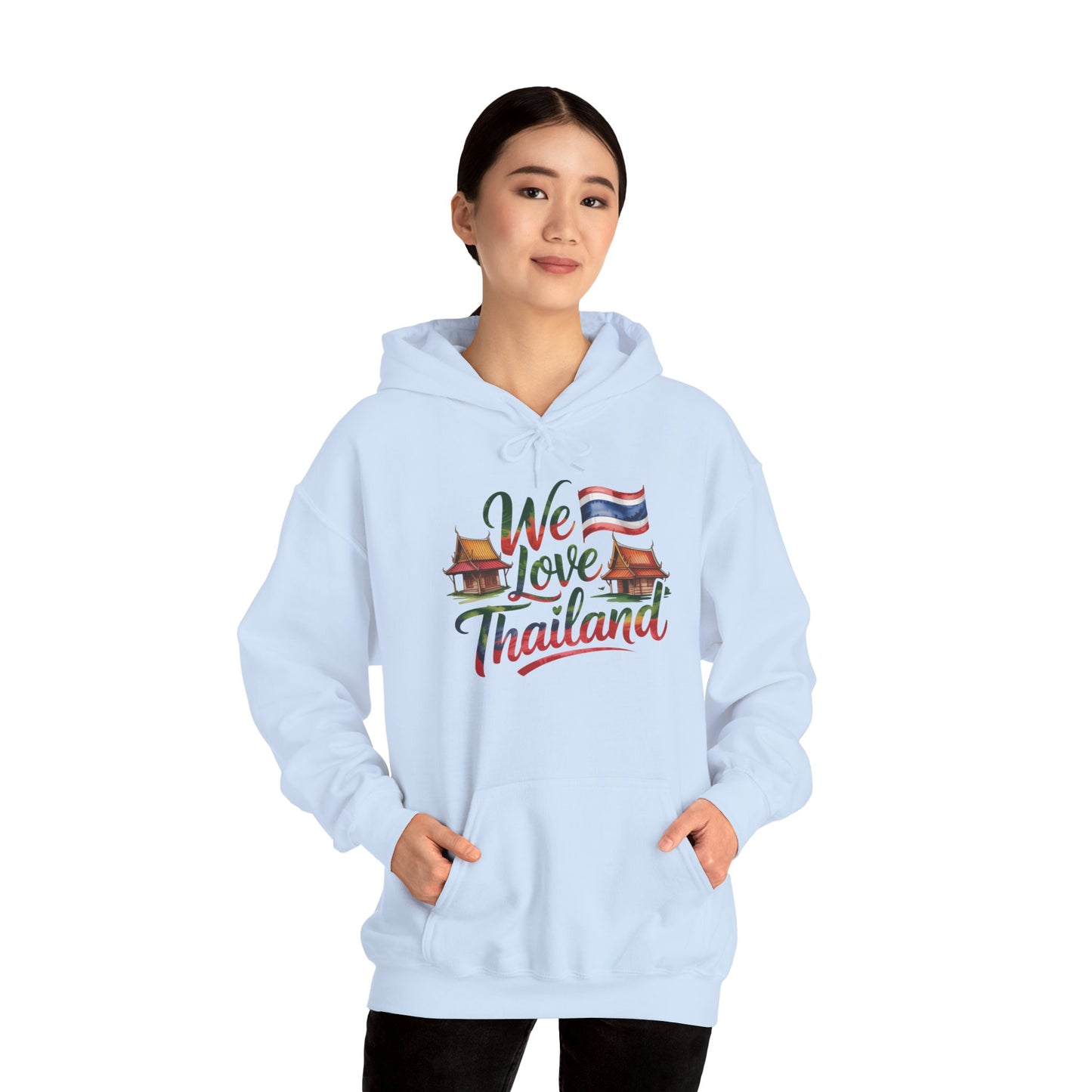 we love thailand hoodie — thai flag & temple travel sweatshirt