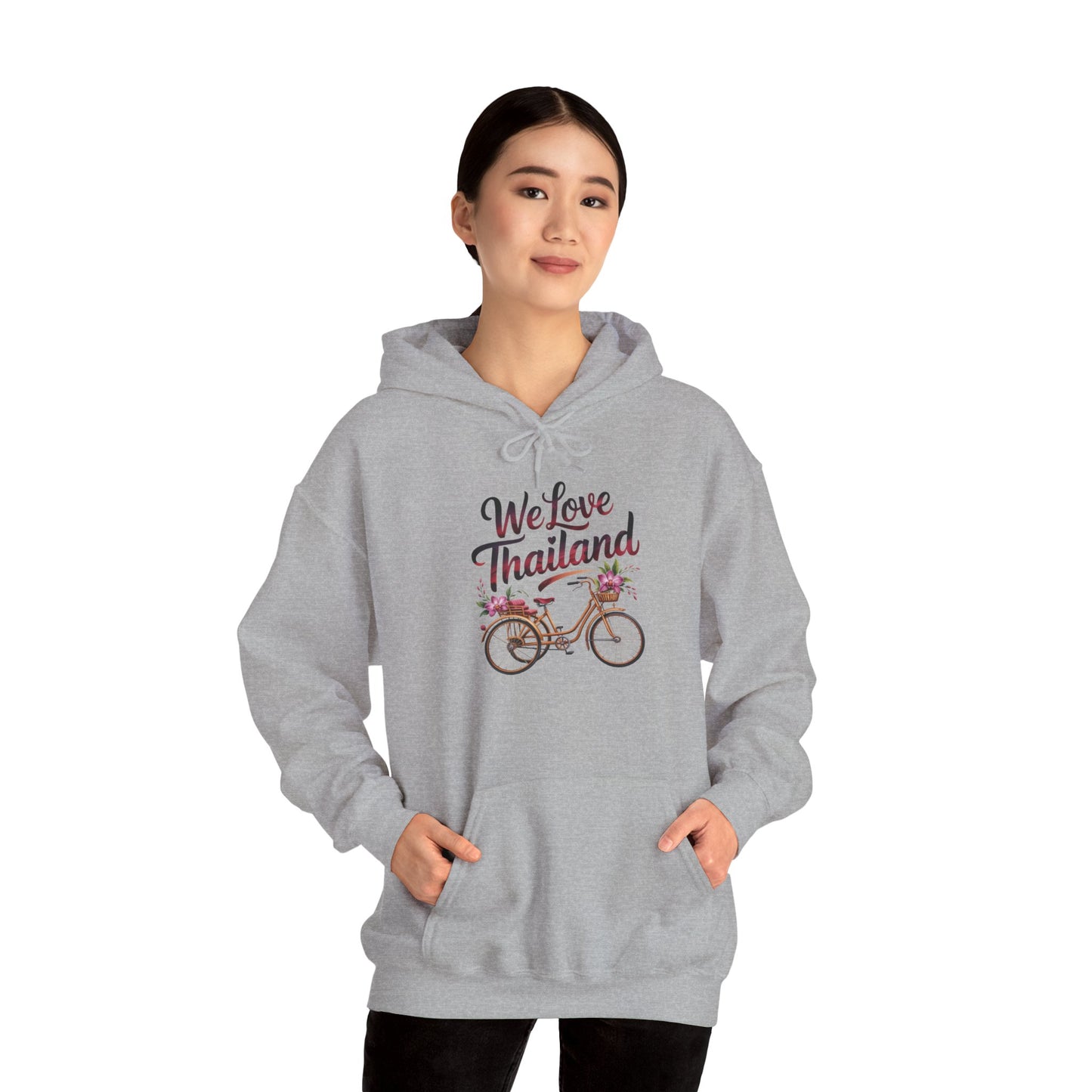 thailand bicycle hoodie — "we love thailand" travel sweatshirt