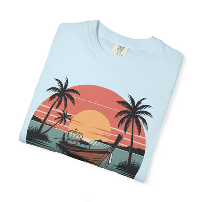 Thailand Longtail Boat Sunset Retro Travel Graphic T-Shirt