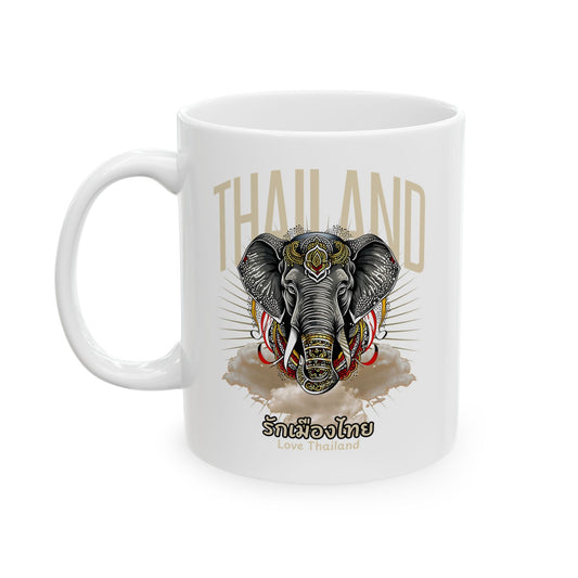 Thailand Elephant Ceramic Mug — Symbolic Elephant Design (11oz & 15oz)