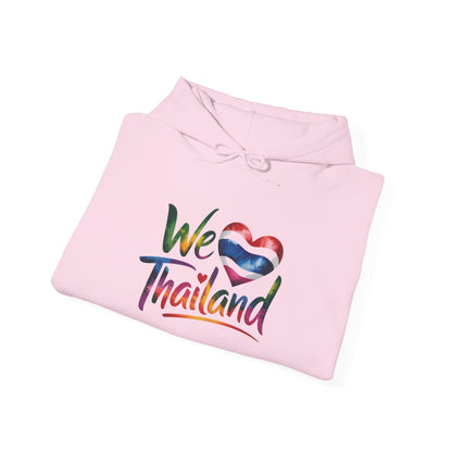 We Love Thailand Hoodie – Thai Flag Heart Travel Sweatshirt