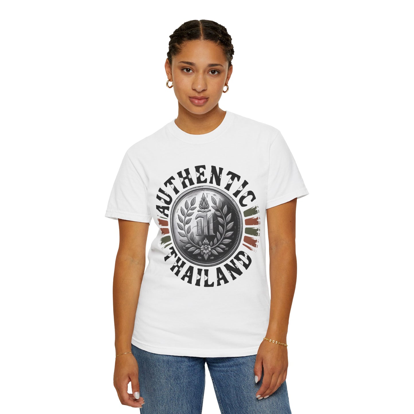 authentic thailand vintage coin emblem graphic t-shirt