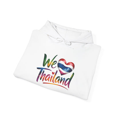 We Love Thailand Hoodie – Thai Flag Heart Travel Sweatshirt