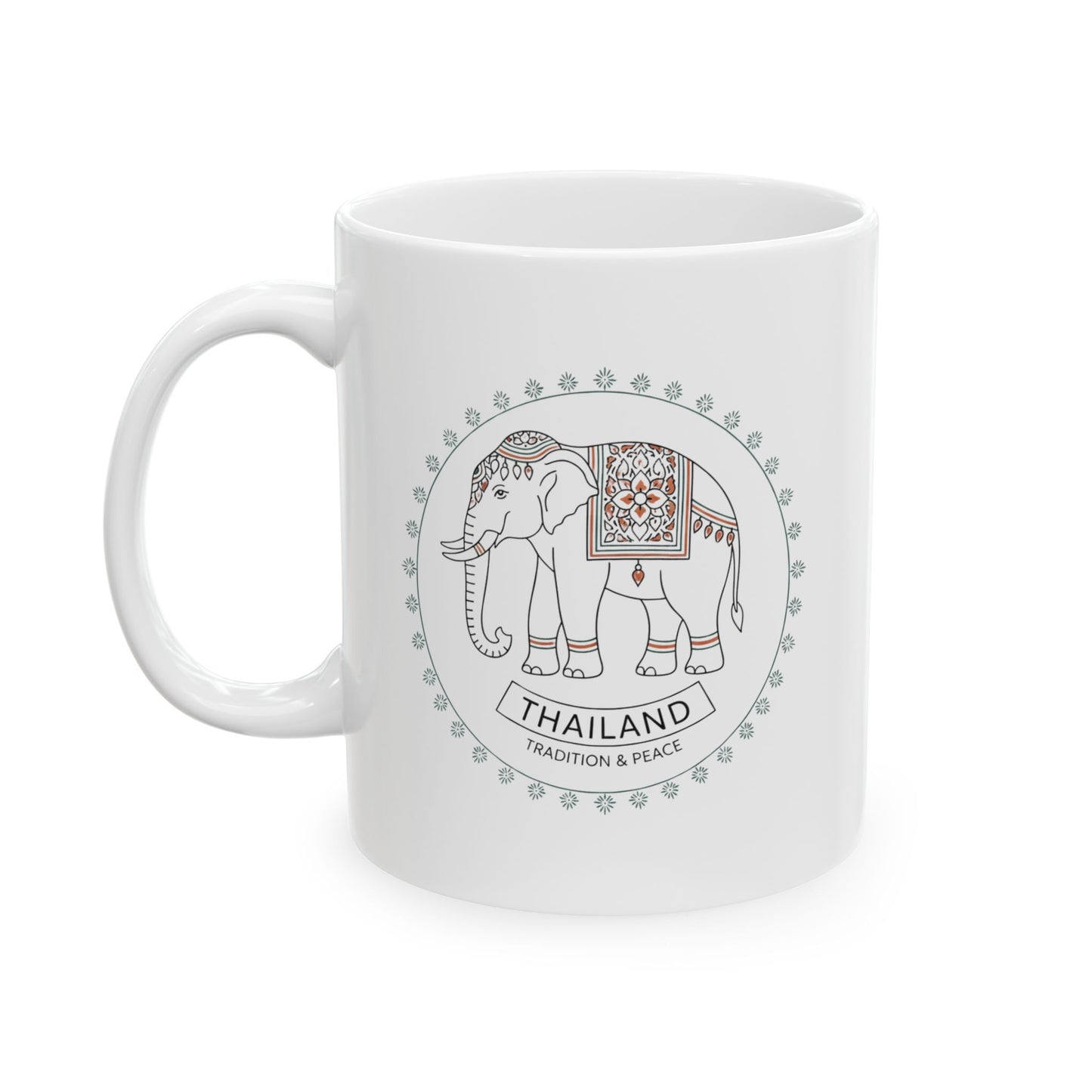 thailand elephant tradition & peace ceramic mug | cultural travel art coffee cup