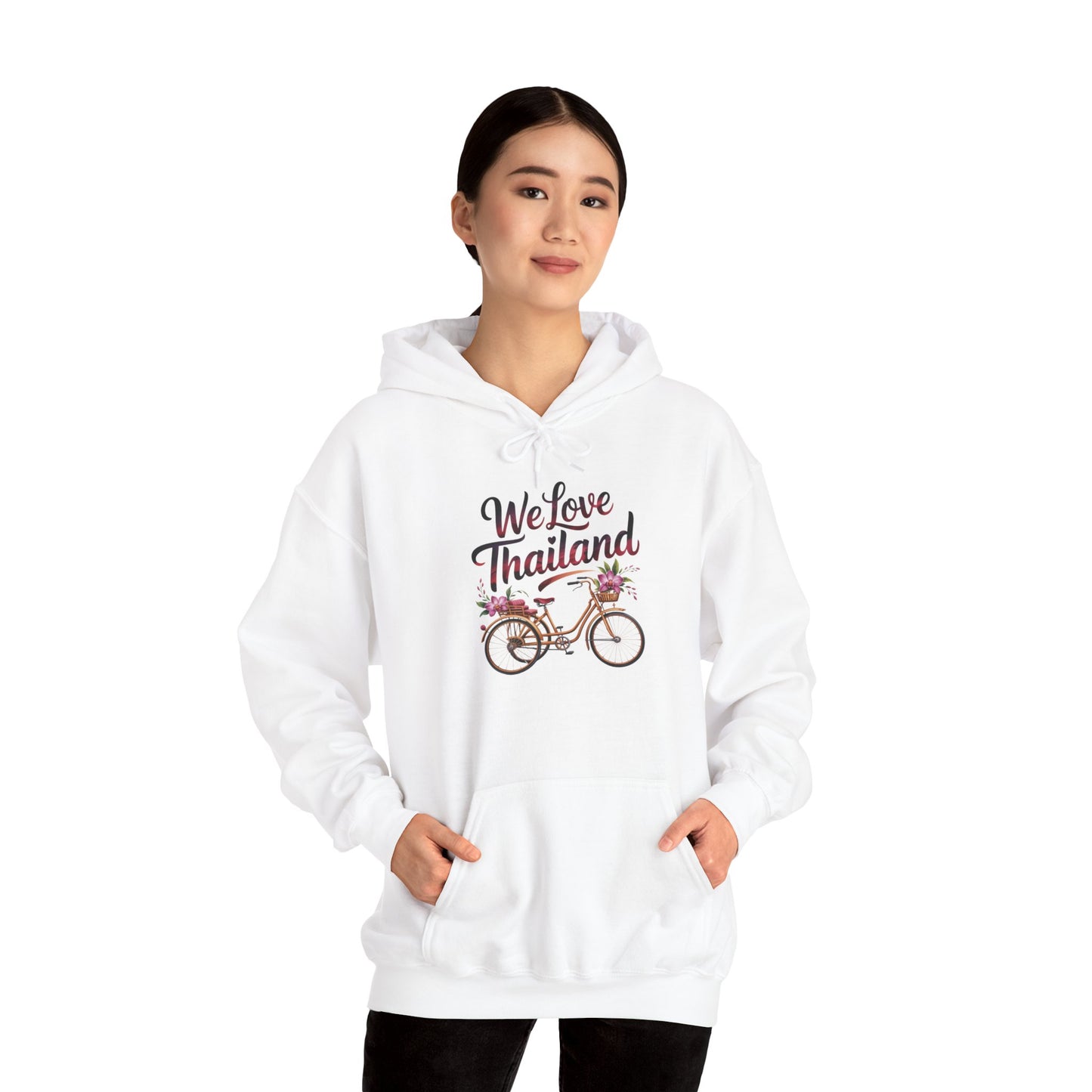 thailand bicycle hoodie — "we love thailand" travel sweatshirt