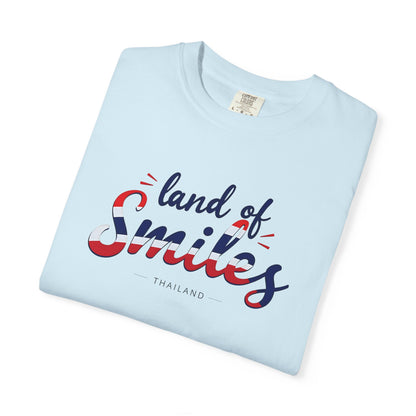 Land of Smiles Thailand Typographic Graphic T-Shirt