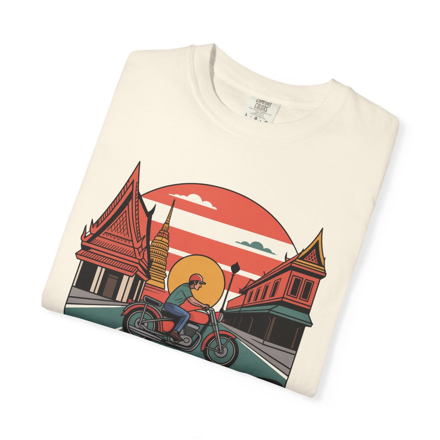 thailand retro motorcycle ride travel graphic t-shirt