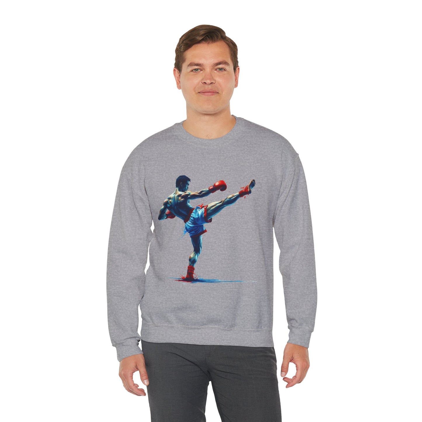 muay thai art sweatshirt – colorful muay thai fighter crewneck