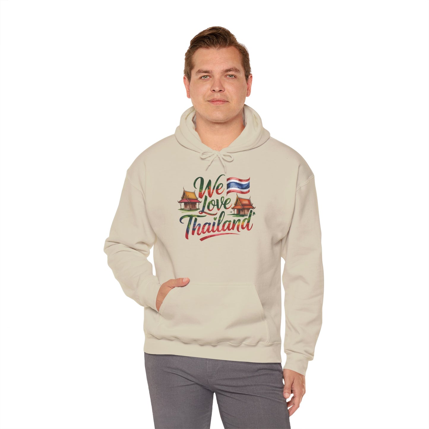 we love thailand hoodie — thai flag & temple travel sweatshirt