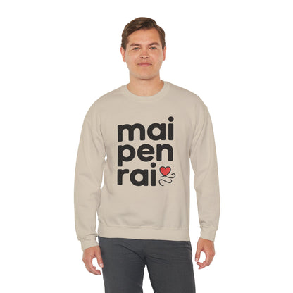 Mai Pen Rai Crewneck Sweatshirt – Thai 'No Worries' Comfort Pullover with Heart