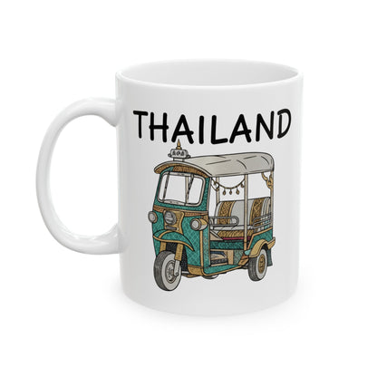 Thailand Tuk Tuk Ceramic Mug — Classic Thai Tuk Tuk Travel Coffee Cup (11oz)