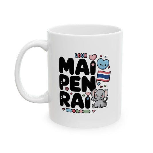 Love Mai Pen Rai Cute Elephant Mug