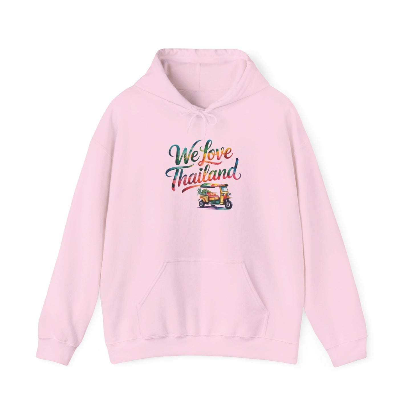 thailand travel hoodie — "we love thailand" tuk tuk graphic