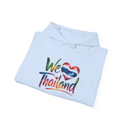 We Love Thailand Hoodie – Thai Flag Heart Travel Sweatshirt