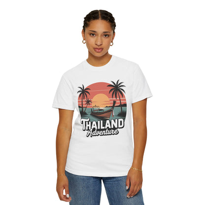 Thailand Longtail Boat Sunset Retro Travel Graphic T-Shirt