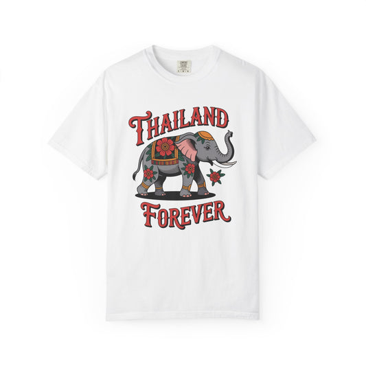 Thailand Forever Floral Elephant Retro Graphic T-Shirt