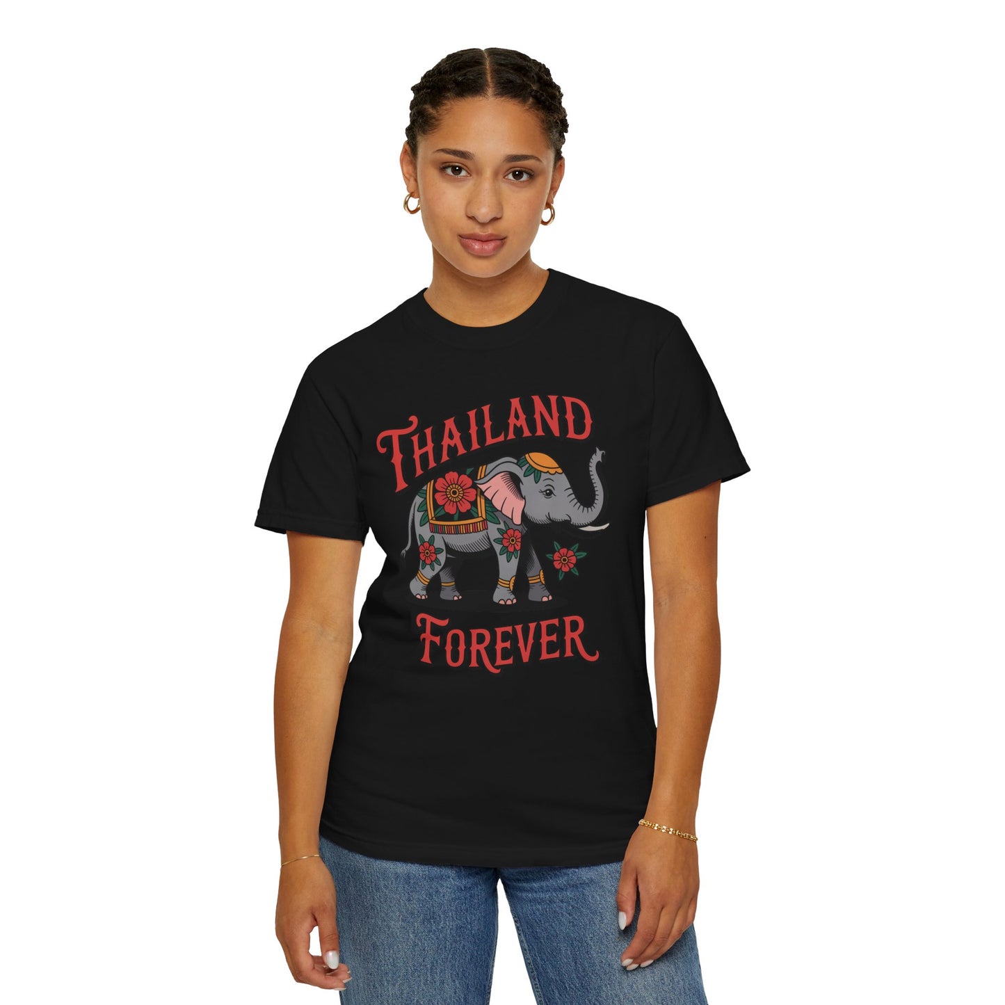 thailand forever floral elephant retro graphic t-shirt
