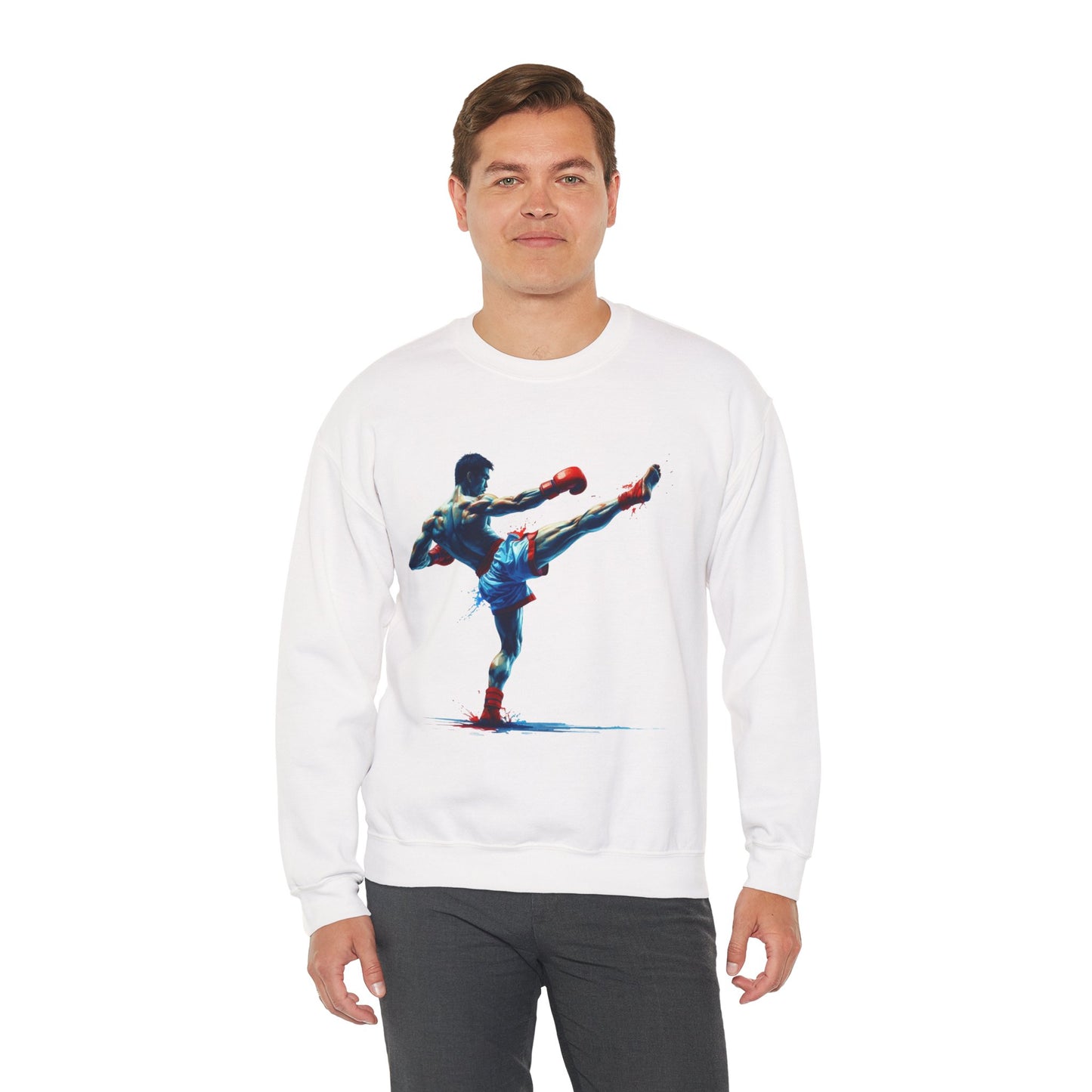 muay thai art sweatshirt – colorful muay thai fighter crewneck