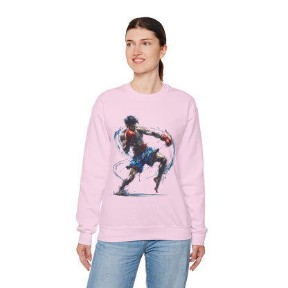 Muay Thai Art Sweatshirt — Dynamic Muay Thai Fighter Crewneck