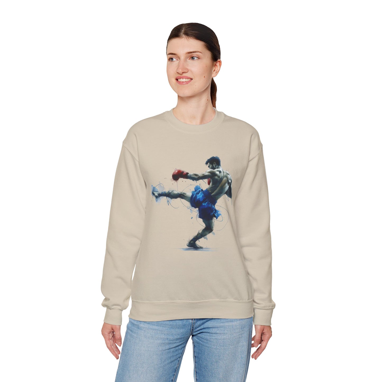 muay thai fighter crewneck sweatshirt — colorful combat sports design