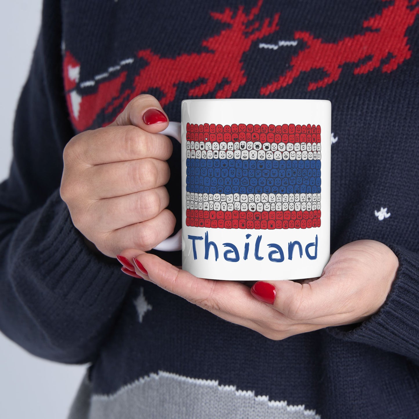 thailand flag smiley faces design, ceramic mug (11oz, 15oz)